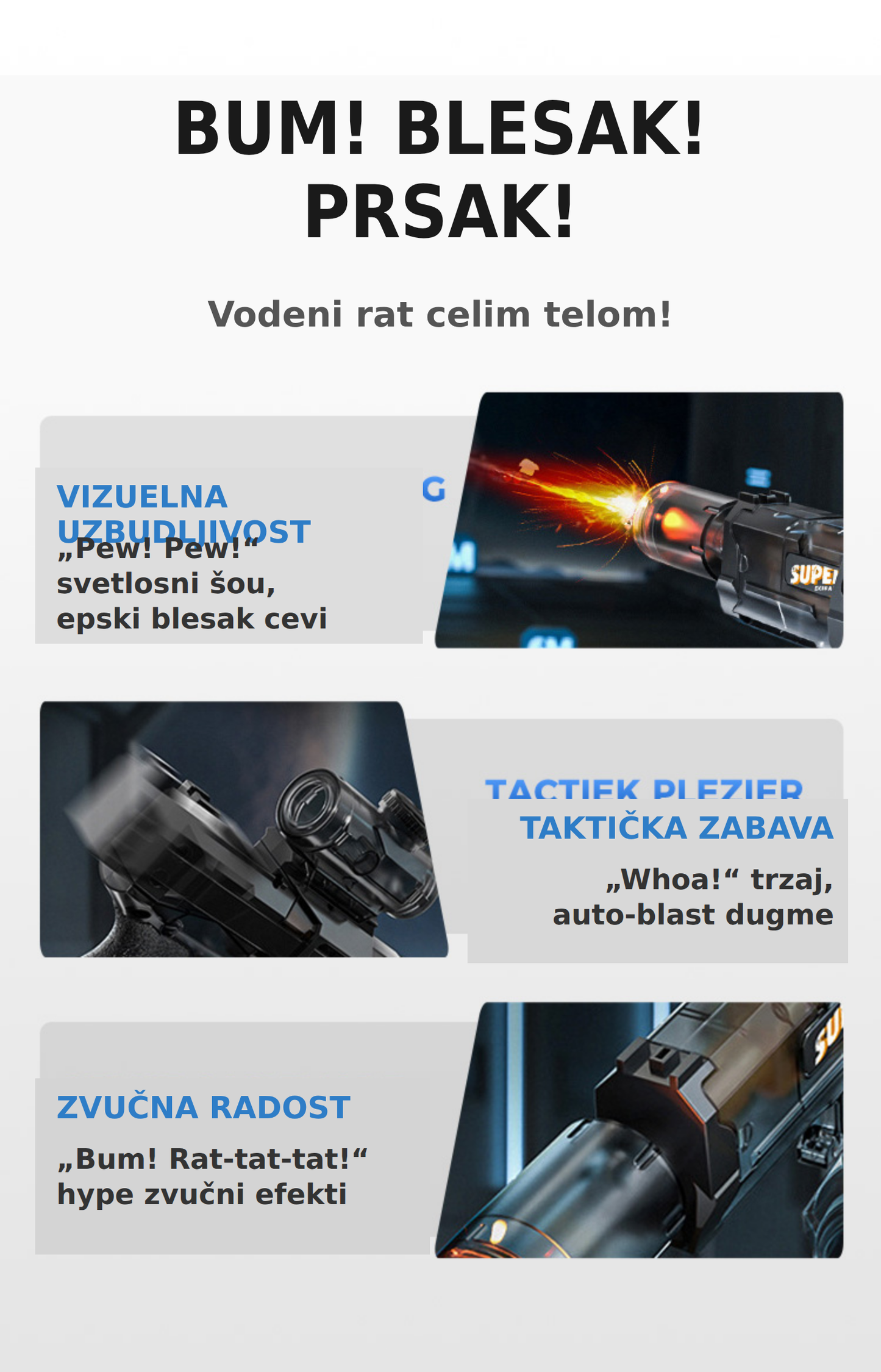Električni Vodeni Pištolj – Punjiv, Efekat Vatre 💦🔥