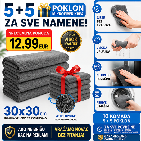 PREMIUM Krpe Od Mikrofibera (set od 5 Komada + 5 POKLON)