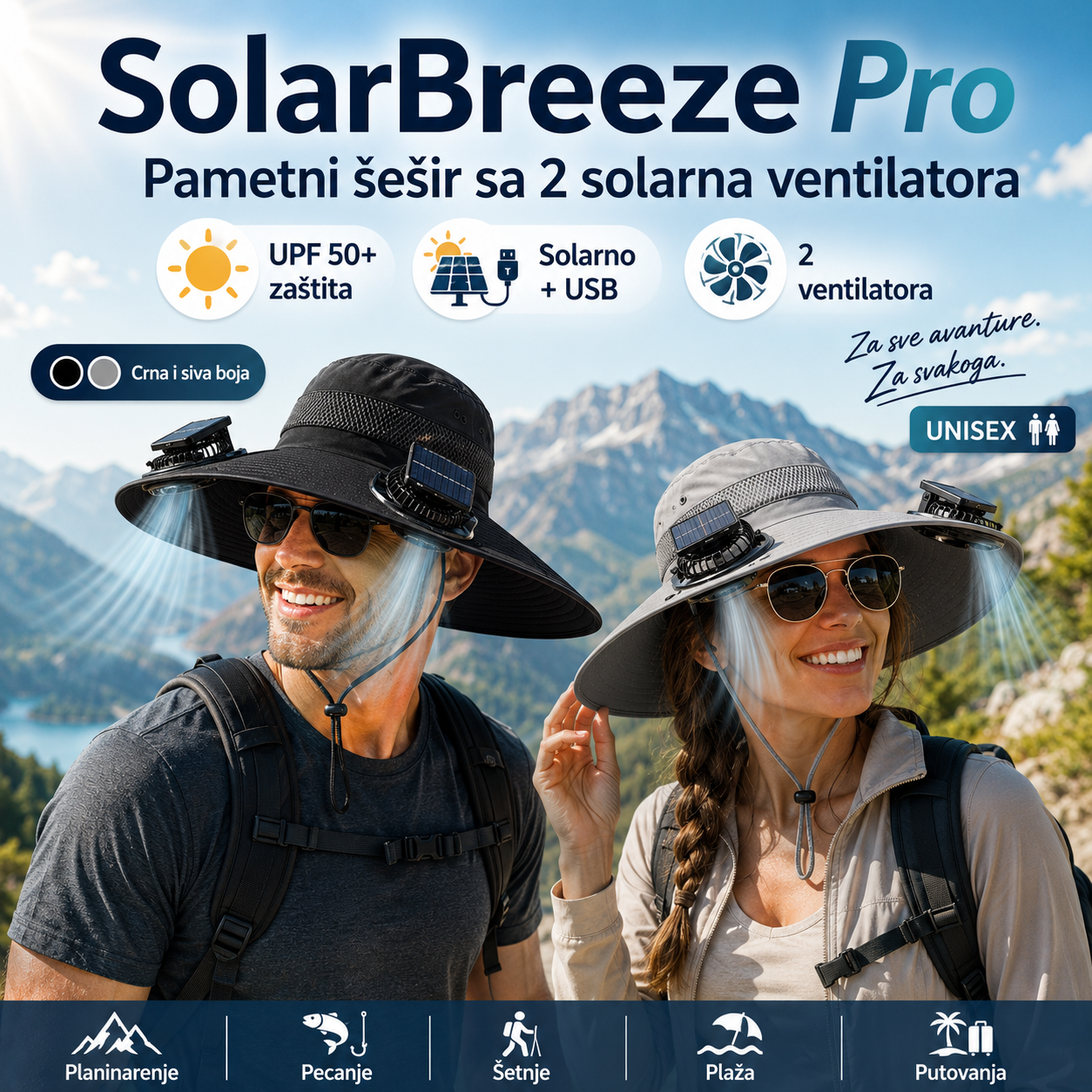 Pametni Šešir za Sunce sa Duplim Ventilatorom