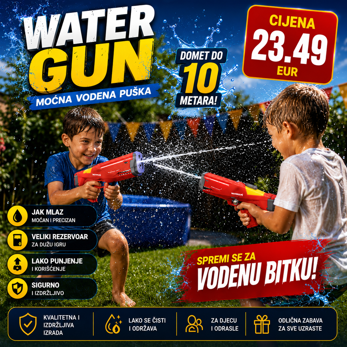 Puška Na Vodu Shark – Električna, Automatska 🦈💦
