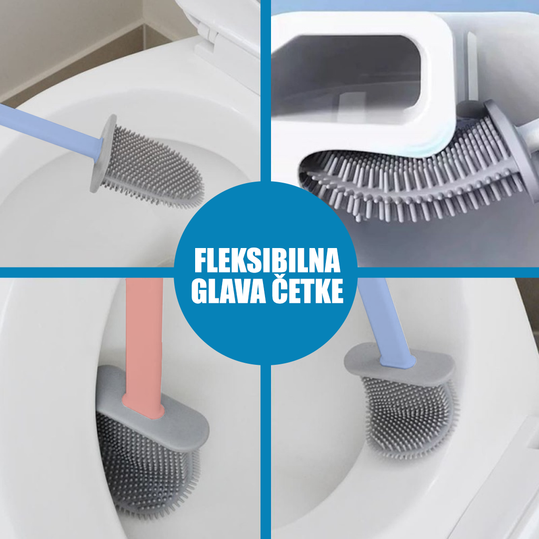 Silikonsko-gumena ergonomska četka za toalet sa držačem