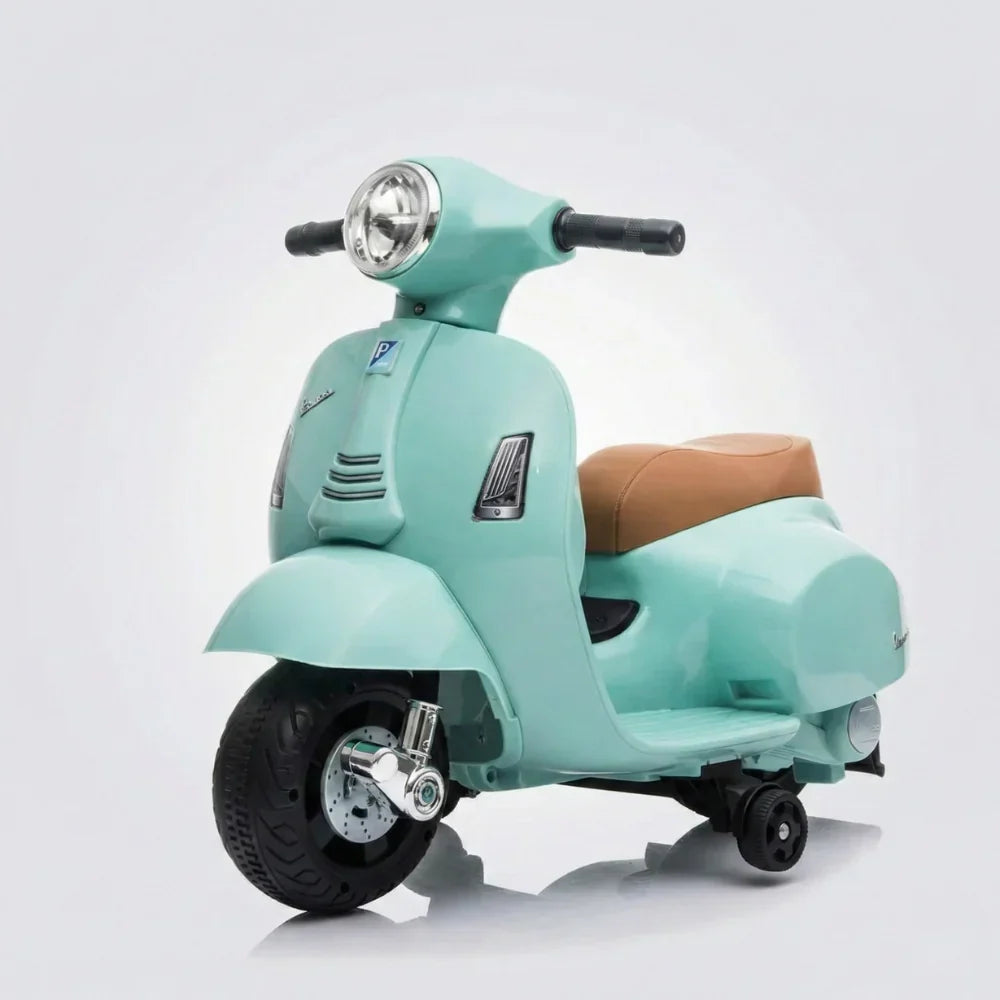 Električna Vespa za Decu – Dečiji Skuter na Akumulator sa Muzikom, Svetlima i Pomoćnim Točkićima