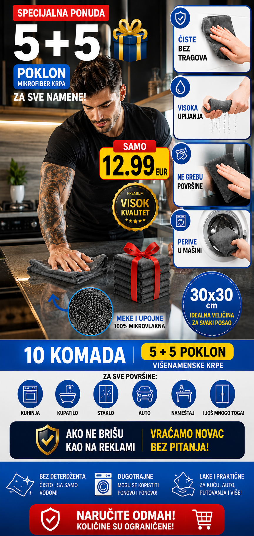 PREMIUM Krpe Od Mikrofibera (set od 5 Komada + 5 POKLON)