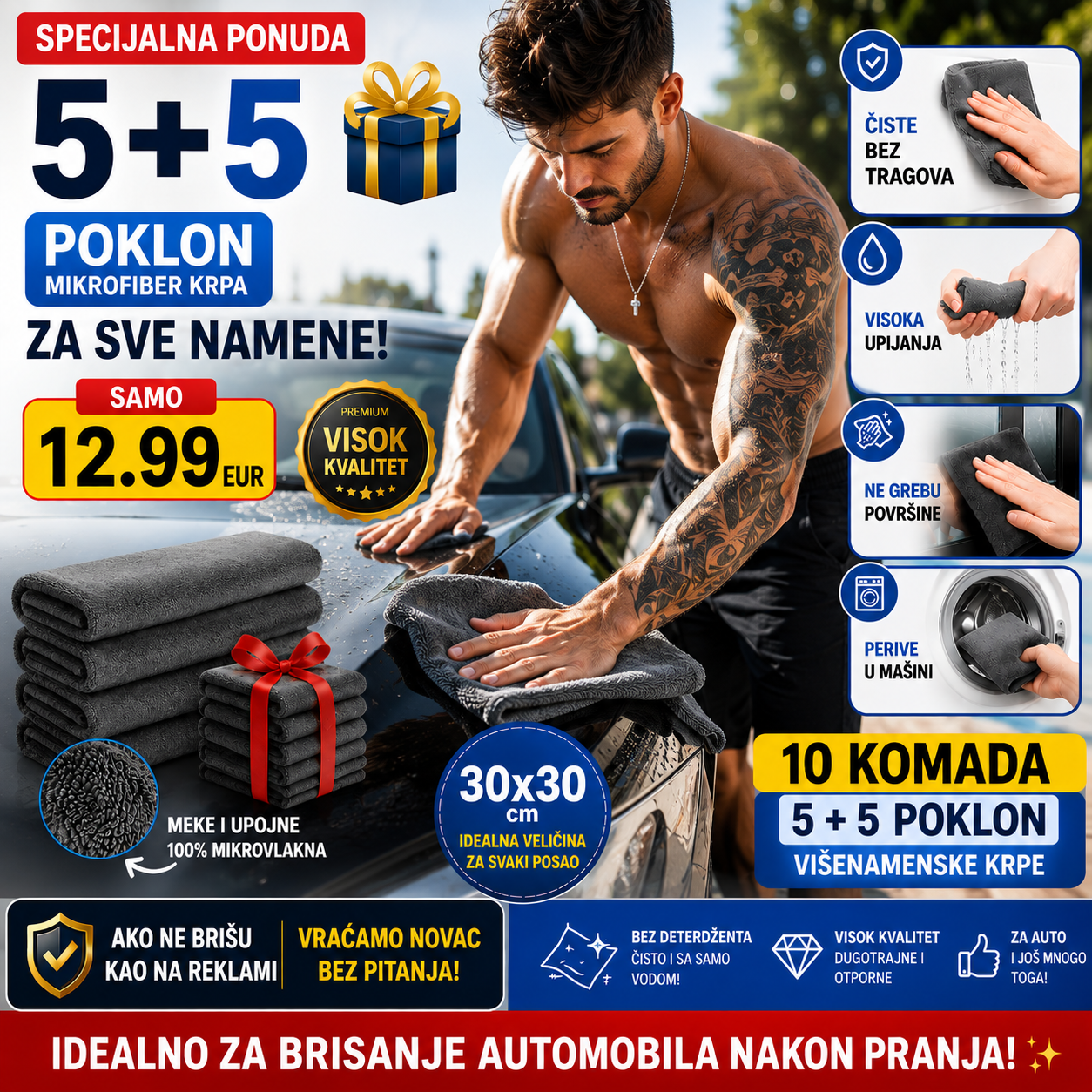PREMIUM Krpe Od Mikrofibera (set od 5 Komada + 5 POKLON)