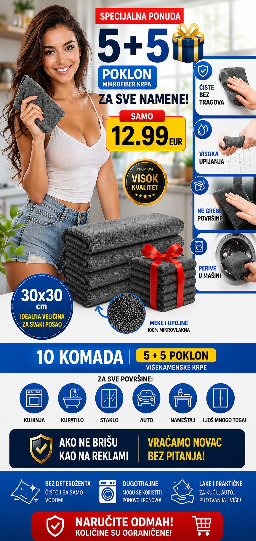 PREMIUM Krpe Od Mikrofibera (set od 5 Komada + 5 POKLON)