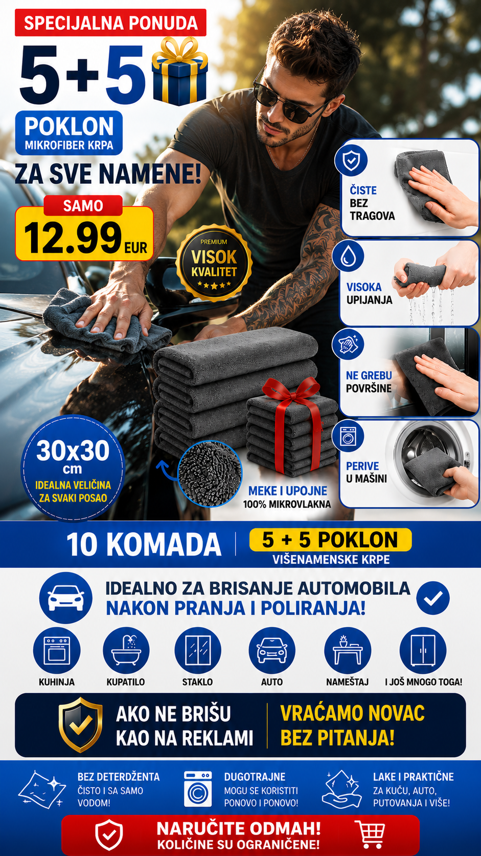 PREMIUM Krpe Od Mikrofibera (set od 5 Komada + 5 POKLON)
