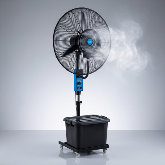 Ventilator sa BAKARNIM motorom- raspršivačem vode - za kafiće, restorane, bašte