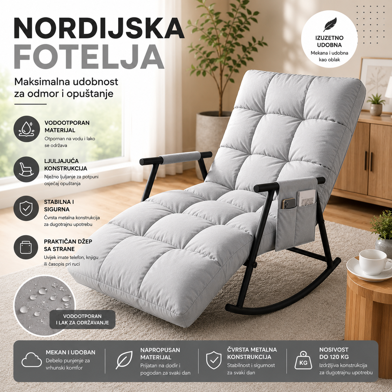 Nordijska fotelja za ljuljanje
